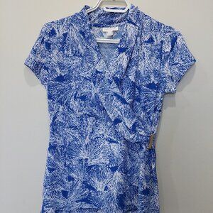 Charter Club Tile-Print Crossover Wrap Stretchy Top from Macy's, Size XS